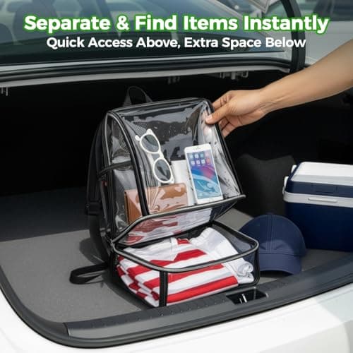MATEIN CLASSIC TPU Clear Backpack Stadium Approved, Dual-Layer Clear Stadium Bag 12×6×12 with RFID Wristlet Pouch, Thick Transparent Backpack with Insulated Can Sleeves for Game Day Sports Festival - Thumbnail 3