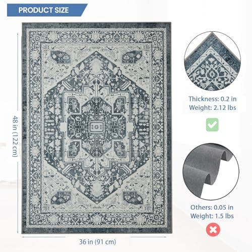 Office Chair Mat for Hardwood Floor, 0.2” Thick Non-Slip Desk Rug, Silent Glide Floor Protector for Rolling Chairs, Easy-Clean Surface, Silent Glide Mat for Tile & Laminate, Antiqued Slate - Thumbnail 2