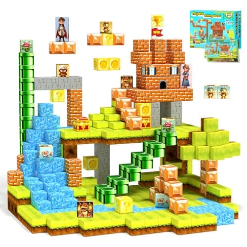 Magnetic Blocks- Easter Basket Stuffers - Magnetic Cubes STEM Sensory Toys, Build Forest Toys & Games Set, Birthday Gifts for Kids Boys Girls Age 3 4 5 6 7 8 9 10 (54pcs 1inch)