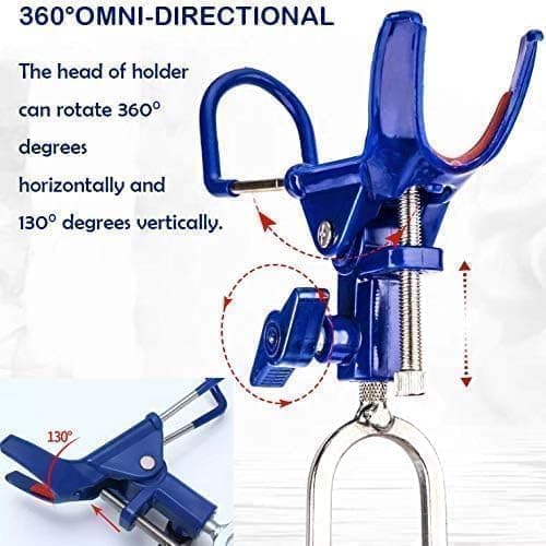 DZrudun Fishing Rod Holder for Ground, Fishing Pole Holders for Ground 2PCS, Rod Holders for Bank Fishing with Long Drill Stake Rod Stand for Shore, Beach, Mud, Catfish, Gift for Men, 360° Adjustable - Thumbnail 5