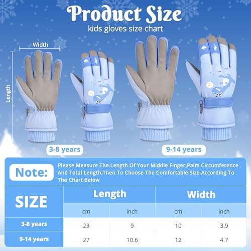Gilotop Children Ski Gloves Kids Waterproof Winter Outdoor Snowboard Warm Gloves for Boys Girls - Thumbnail 6