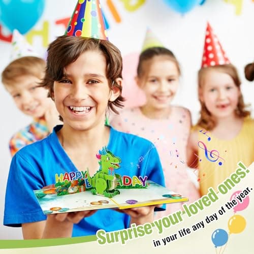 FaCraft Dinosaur Musical Birthday Cards for Kids - Music & Light 3D T-Rex - Thumbnail 5
