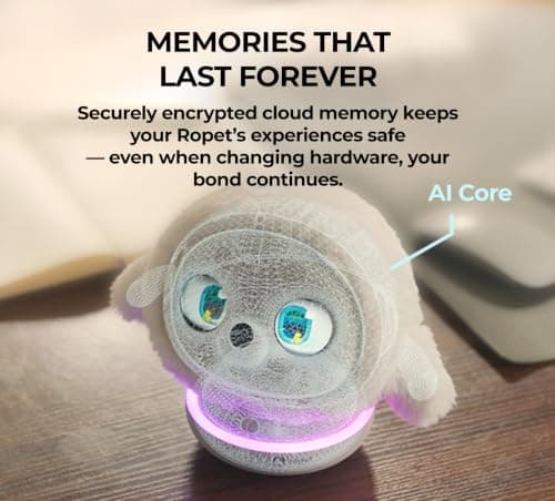 ropet AI Pet Interactive Robotic Companion Robot, Emotional Support for Kids and Adults, AI Desk Emo Robots, Anxiety Relief Comfort Gift (Including Colorful Charging Base) - Thumbnail 6
