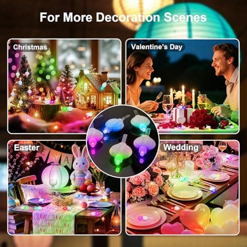 ZGWJ Paper Lantern Lights Battery Operated, 10 Pack Hanging Small LED Lights for Lantern, Balloon,Wedding,Party, Decorative Lighting for Outdoor Indoor Halloween Christmas Decorations, Multicolored - Thumbnail 6