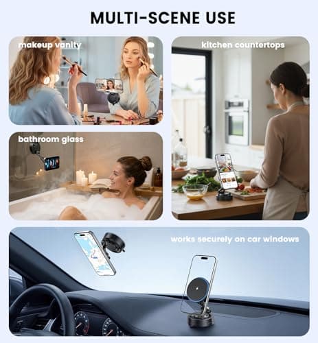 OANDYS for MagSafe Car Mount Charger, 15W Fast Wireless Charging Magnetic Car Phone Holder, 360°Rotatable & Foldable Metal Stand, Strong N52 Magnet for iPhone 17–12 Series & Mag Safe Case - Thumbnail 5