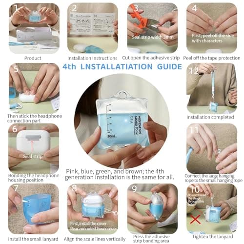 ZZTLHDS Music Drip Compatible AirPods Case, Compatible with AirPods Pro 1/2 and AirPods 4rd, Liquid Silicone Anti Fall Protective Cover with Lanyard (AirPods 4) - Thumbnail 6