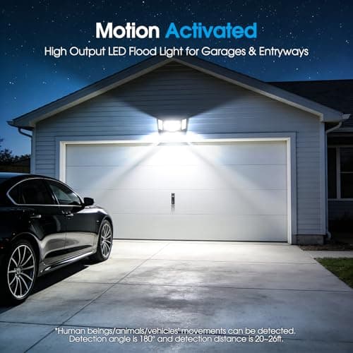 Outdoor Hardwired Motion Sensor Light, 6500K, 6600LM, Security Flood Lights Motion Detector Dusk To Dawn Light, IP65 Waterproof, 220 LEDs Floodlight With Remote Control For Garage, Yard, Porch - Thumbnail 5