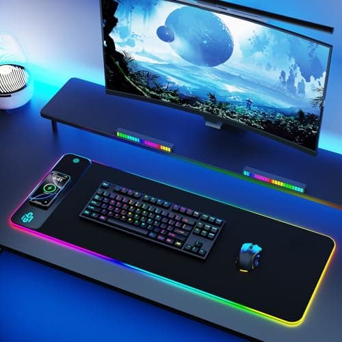 Mouse Pad Gaming Wireless Charging, 800x300x4mm, Black - Thumbnail 5