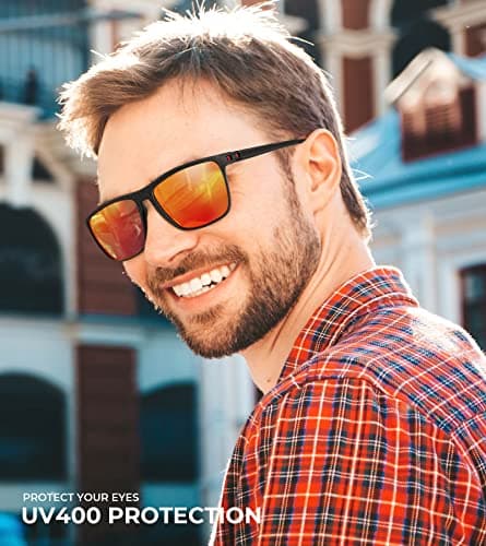 KALIYADI Polarized Sunglasses Men, Lightweight Mens Sunglasses Polarized UV Protection Driving Fishing Golf (Dark Blue/Green/Red) - Thumbnail 2