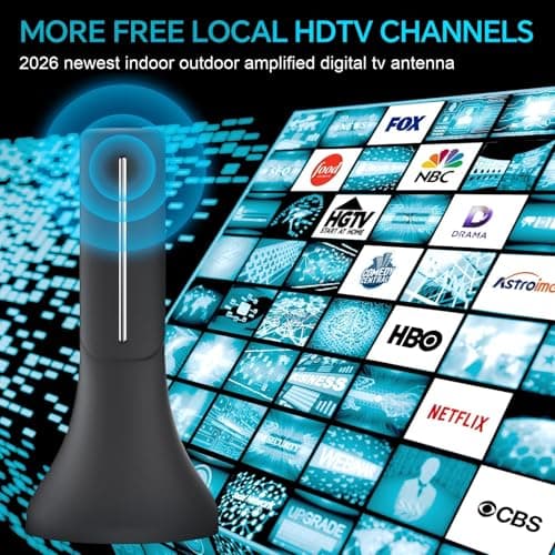 2026 Upgraded Indoor Digital TV Antenna, Long Range 360° Reception HD Antenna for Smart TV & All Older TVs, Signal Amplifier Booster 13ft Coax Cable, Supports 4K 1080P 8K VHF UHF Local Channels - Thumbnail 3