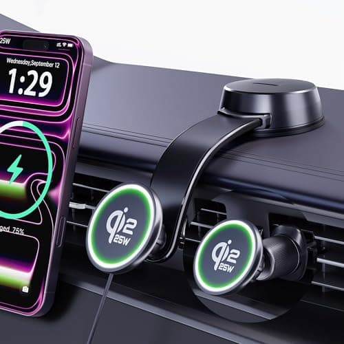Upgrade [for Qi2.2-Certified] 25W for MagSafe Wireless Car Charger Mount, 2XFast Charging[90+LBS Safe Suction] Magnetic Phone Holder Dashboard Windshield for iPhone 17/16/15/14/13/12 Pro Max,Inky - Image 1