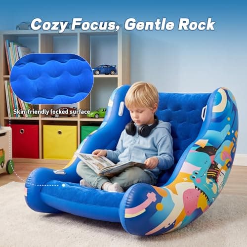 Inflatable Sensory Chair for Autistic Kids – Toddler Rocking Chair for Sensory Seeking, ADHD & Calming – Blow Up Crash Pad for Deep Pressure Therapy in Sensory Room, Birthday Gifts for Boys Girls - Thumbnail 6