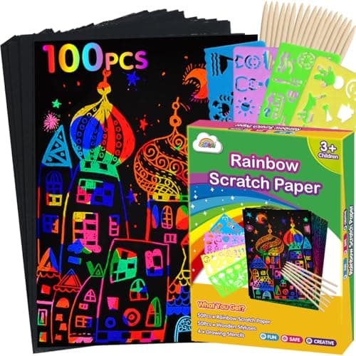 ZMLM Scratch Paper Art Set: 60 Pcs Magic Art Craft Kid Return Gifts Scratch Paper Supplies Toddler Preschool Learning Toys for Age 3 4 5 6 7 8 Girls Boys Birthday Activities Party Favors - Image 1
