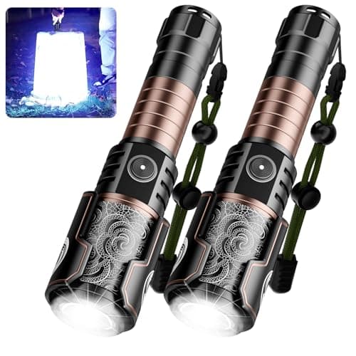 SKYFIRE Rechargeable Flashlights with Ignition Lens: 2 Pack High Lumens Tactical Flashlight LED Zoomable with 6 Modes IPX6 Handheld Powerful Flash Light for Hunting, Storm preparedness,Home&Gifts - Image 1