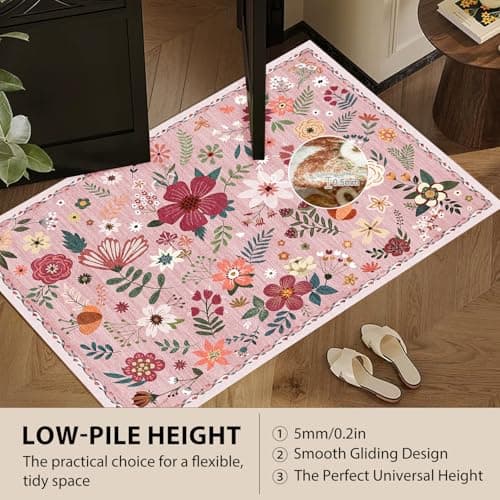 HiChiclife Runner Rug, Floral Rug, Long Rug for Hallway Kitchen,2'x 8',Pink - Thumbnail 4
