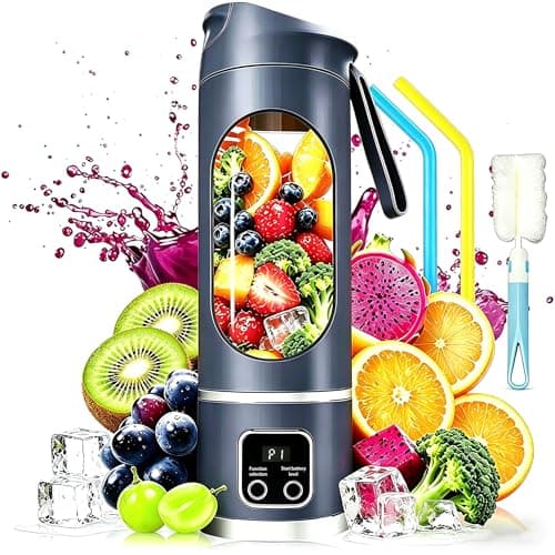 Portable Blender Electric USB-C,18OZ Portable juicer Shakes and Smoothies Blender, Citrus juicer,Small blenders, Comes with cleaning brush and straw,Smart time display,12 blades,with strong blending - Image 1