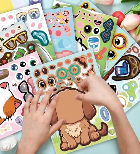 HSHFAMIIY 24 PCS Animal Face Stickers – DIY Decorative Animal Character Stickers for Crafts, Scrapbooking, Party Decorations, Gift Wrapping & Holiday Projects - Thumbnail 4