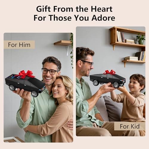 AONOX Cybertruck Bluetooth Speaker Toy for Car Desk Gaming & Outdoor Easter Parties Easter Basket Stuffers Gift for Kids & Car Lovers Car Speaker with FM Radio USB/TF TWS Stereo LED Lights - Thumbnail 6