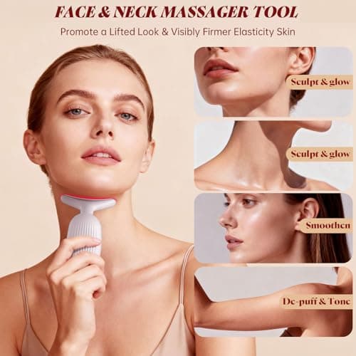 Facial Massager, Face Massager Tool,7 in 1 Face Sculpting Tool with Vibration and LED Lights for Face & Neck,Jawline Lifting Tighten Skin Care Tools Women Gifts - Thumbnail 2