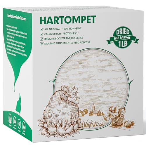 HARTOMPET Dried Black Soldier Fly Larvae for Chickens - Non-GMO Poultry Feed Supplement, 85X More Calcium Than Mealworms, 1LB BSF Worms Treat for Molting & Laying Hens, Ducks & Wild Birds