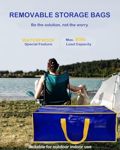 Upgraded Moving Bags Heavy Duty Extra Large Waterproof Storage Bags for Clothes Dark Blue 4P - Thumbnail 5
