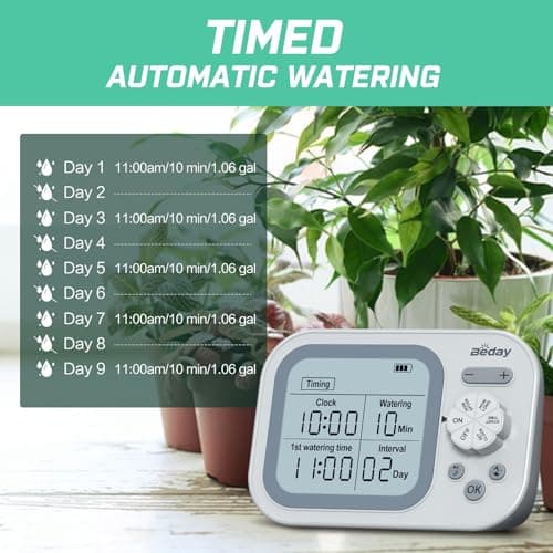 Automatic Plant Waterer Indoor Self Watering System for 15 Potted Plants, Auto Drip Irrigation Kit Programmable Water Timer with Smart Humidity Detection - Thumbnail 5