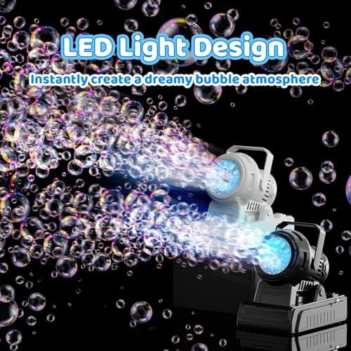 SHCKE Automatic Bubble Machine 10 Holes Bubble Blower,45° Adjustable,Dual Power USB-C or 4 AA Batteries,Top-Fill Portable Bubble Maker for Outdoor Birthday Party Pool Wedding Camping - Thumbnail 4