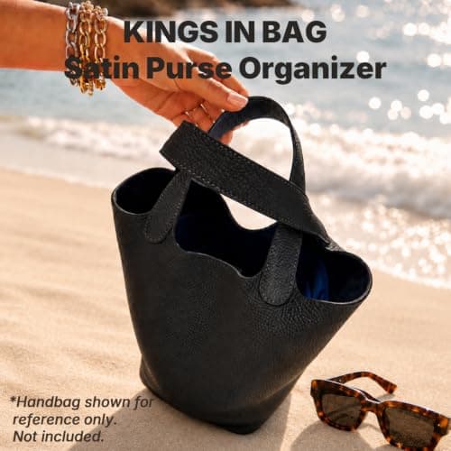 KINGS IN BAG Satin Purse Organizer for Picotin 18, Blue nuit - Thumbnail 2