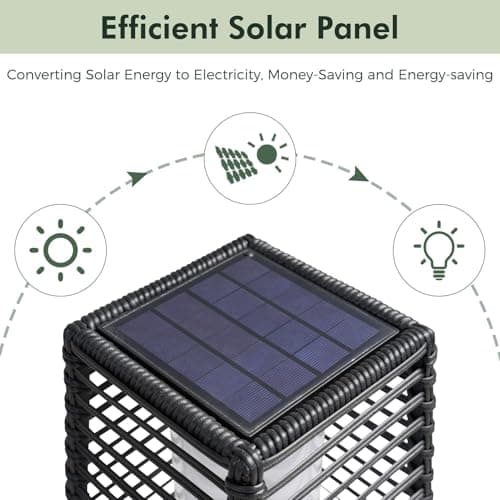 Grand patio Outdoor Floor Lamp Solar Powered Lantern Waterproof Wicker Boho Deck Lights for Garden Porch Decor, Large Crossover - Thumbnail 6