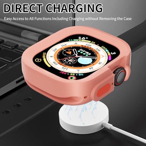 SDOCEBF Slim Flexible TPU Shockproof Bumper Cover, Rugged Case for iWatch Apple Watch Ultra 2/3, Raised Edge Ultra Thin Full Protection Lightweight Case, Pink - Thumbnail 5