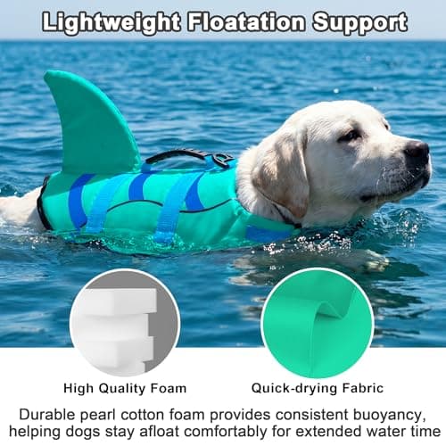 Fragralley Shark Dog Life Jacket, Easy to Put on Dog Life Vest for Swimming and Boating, Vibrant & Adjustable Dog Life Preservers for Small Medium Large Dogs, Suit to Swim, Fish, Beach, Surfing - Thumbnail 5