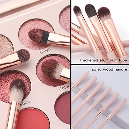 Eye Makeup Brush Set, 6 Pcs Professional Blending Eyeshadow Makeup Brushes for Concealer Eyebrows Eyeliner, Soft Hairs & Wood Handle - Thumbnail 3