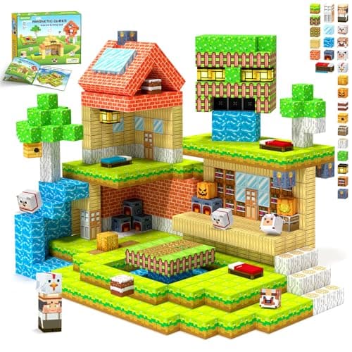 Hiwawind Magnetic Building Blocks Farm Animals, STEM Sensory Magnet Cubes, Montessori Educational Toys for 3 4 5 6 7 8 Year Old Boys & Girls, Birthday Gift - Image 1