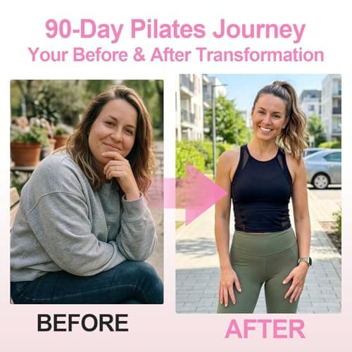 ElaraFit Home Pilates Ring and Ball Set for Women with 5 Resistance Bands 13 inch Magic Circle Workout Starter Kit for Beginners Full Body Toning 15 Min Daily Routine,Pink Mix - Thumbnail 3