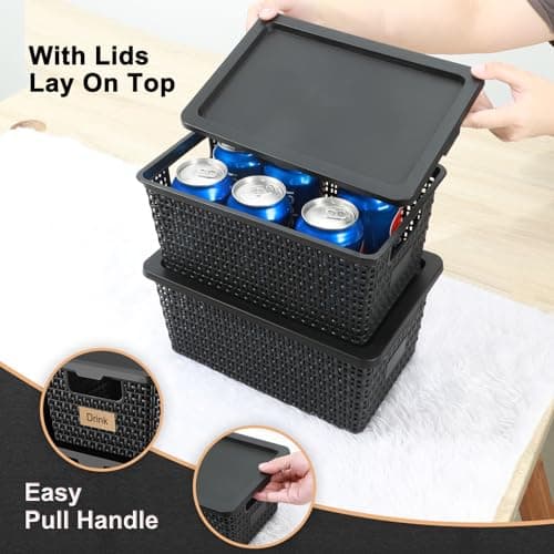 Storage Bins with Lids | Plastic Storage Baskets with Lids for Office Organization,Stackable Organizing Bins with Latching Design, Easy-Clean Boxes for Home, Office, Toys & Classroom Supplies, 6 packs - Thumbnail 3