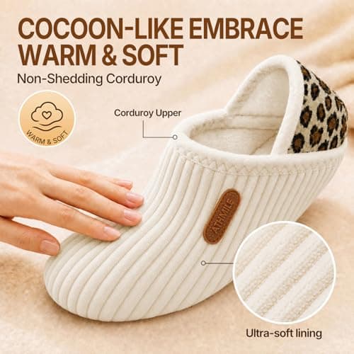ATHMILE House Slippers for Women Men Indoor House Shoes Travel Bedroom - Thumbnail 3