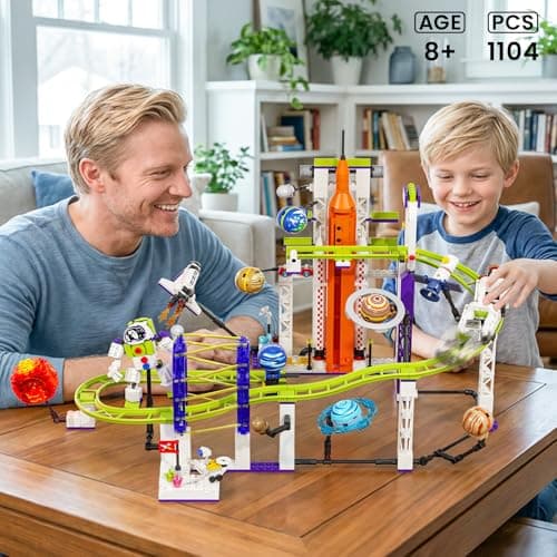 Glikid Space Roller Coaster Building Toy, 1104 PCS Universe Adventure Park Set with Light Up Solar System, Rockets, Satellites, STEM Educational and Home Decor Gifts for Kids, Teens & Adults, Ages 8+ - Thumbnail 5