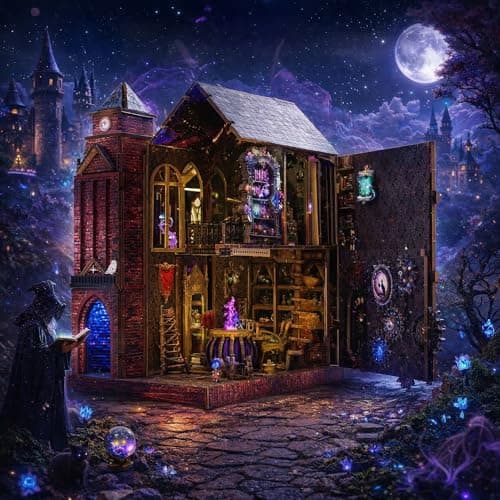 Book Nook Kit, DIY Miniature House Dollhouse Crafts Kit for Adults and Teens, Magic Castle 3D Wooden Puzzle Booknook Build Bookshelf Decor, Gifts for Family and Friends（Arcane Sprire） - Thumbnail 5