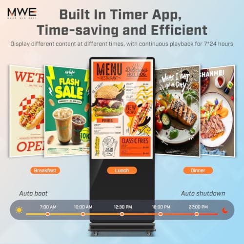 QIXZOCV MWE 43 Inch Indoor Digital Signage Touchscreen Kiosk Floor Standing Advertising Display LCD Totem Interactive Display Poster Android System with Auto Media Player - Thumbnail 6