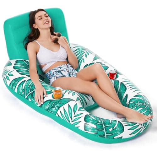 Jasonwell Inflatable Pool Float Adult - Pool Floaties Lounger Floats Raft Floating Chair Water Floaties for Swimming Pool Lake Lounge Float with Cup Holders Beach Pool Party Toys for Adults - Image 1