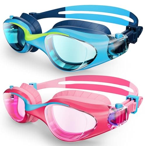 HIGAHY Swim Goggles for Kids 6-14, 2 Pack Anti-Fog UV Protection Clear Swimming Goggles, Leakproof Pool Swim Goggles for Boys Girls - Image 1