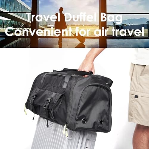 MOYSOON Small Gym Bag for Men & Women - Duffle Bag with Shoe Compartment, Multiple Pockets, Wet/Dry Compartment | Perfect for Travel, Fitness, Workout, Sports (Black) - Thumbnail 6