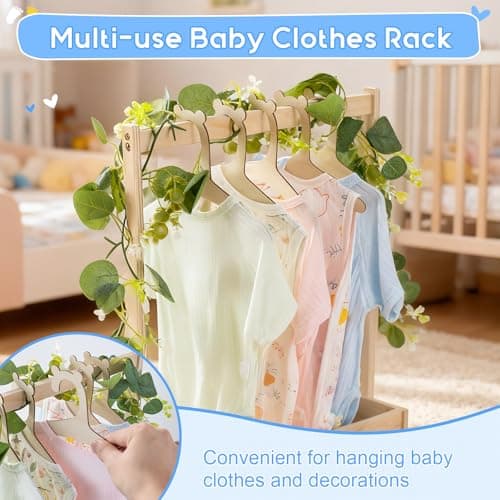 LLMQ Wooden Baby Shower Crate Closet, Personalized Baby Shower Basket with Wreath & Hanger, Love at First Sight Sonogram Picture Frame, Baby Clothes Storage Box for Ideal Pregnancy Gift - Thumbnail 3
