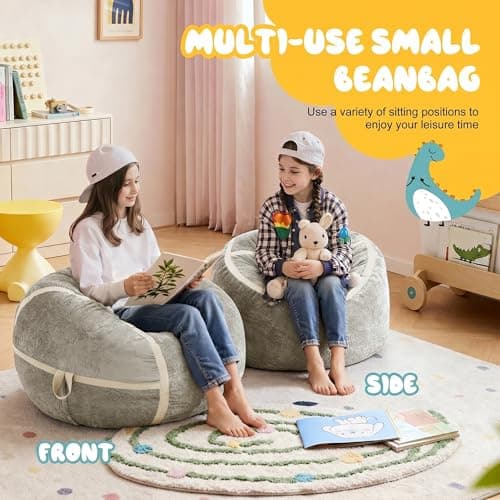 Homguava 2FT Bean Bag Chair Giant Bean Bag Chairs for Adults with Memory Foam Filled,Beanbag Chair with Soft Faux Fur Cover,Comfy Bean Bag Sofa Lounger for Living Room,Game Room,Bedroom - Thumbnail 5