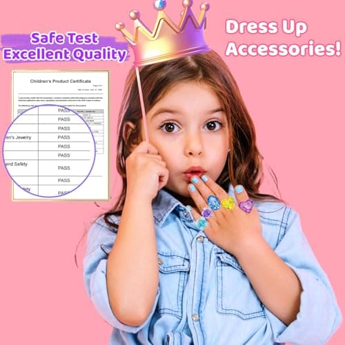 100pcs 3-Size Gem Diamond Rings Toys for kids&Unisex Adult,Bulk Plastic Ring Princess Party Favors Dress Up Jewel Ring,Goodie Bag Stuffers Fillers Carnival Prizes, Little Girl Christmas Birthday Gift - Thumbnail 4
