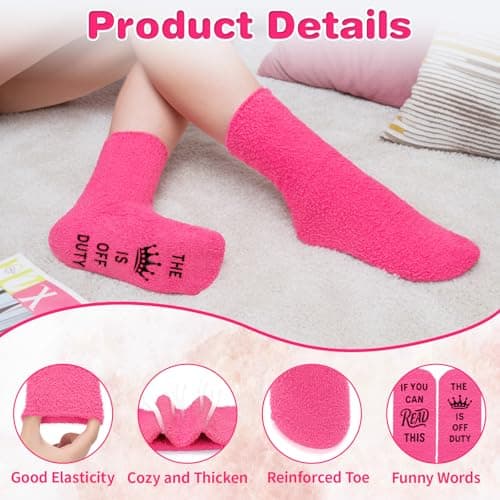 Dalycro Retirement Gift for Woman Funny Fuzzy Socks Retirement Birthday Gag Gift for Mom Grandma Christmas Stocking Stuffer (US, Alpha, One Size, Regular, Regular, Pink) - Thumbnail 4