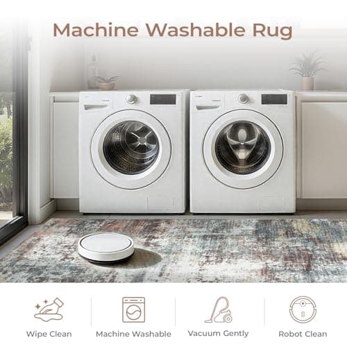 Carpelux 6x9 Area Rugs for Living Room, Abstract Rug with Non-Slip Rubber Backing, Machine Washable Modern Colorful Carpet, Bedroom Dining Under Table, Soft Low Pile, Rust Red - Thumbnail 5
