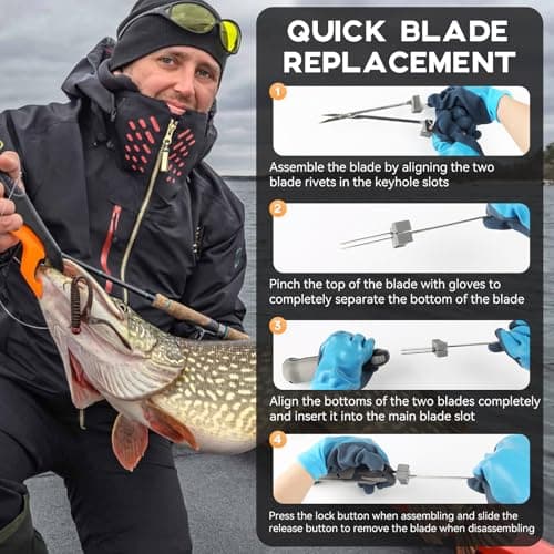 Protmex Cordless Electric Fillet Knife with 8" and 10" Sharp Blades, 12V Electric Fillet Knife with Non-slip Grip Handle, Gloves and Safety Lock, for Fishing, Filleting, Meat, Outdoors - Thumbnail 5