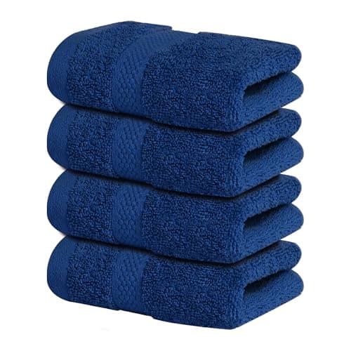 Infinitee Xclusives Luxury Wash Cloths for Showering [13x13] – 100% Cotton Washcloths [Pack of 4], Soft and Absorbent Face Towels for Bathroom Wash Clothes, Gym, and Spa (Tranquil Navy) - Image 1
