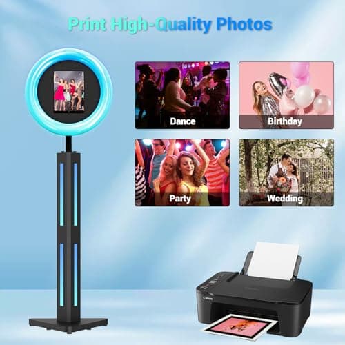Photo Booth Compatible with Ipad 12.9in 11in 10.9in 10.2in, Photo Booth Machine with ChackTok PhotoBooth VIP Member, Ring Light, Selfie Photo Booth for Parties,Wedding and Events - Thumbnail 5
